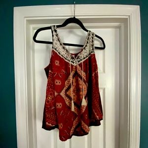 Boho tank, multi color with pattern, XL